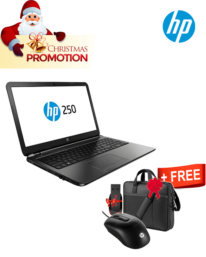 HP 250 Laptop Intel Core i3, 4GB RAM, 500GB HDD +  free Bag, 16GB Flash Drive & Mouse